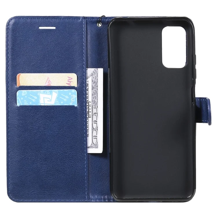 KT Leather Series-2 Wallet Stand Leather Phone Casing with Strap Casing for Xiaomi Redmi Note 10 5G / Poco M3 Pro 5G - Blue