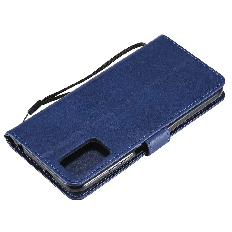 KT Leather Series-2 Wallet Stand Leather Phone Casing with Strap Casing for Xiaomi Redmi Note 10 5G / Poco M3 Pro 5G - Blue