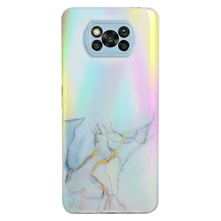 Modèle de Marbre Laser Brillant Case TPU Doux Pour Xiaomi Poco X3 / Poco X3 Pro / Poco X3 NFC - Bleu
