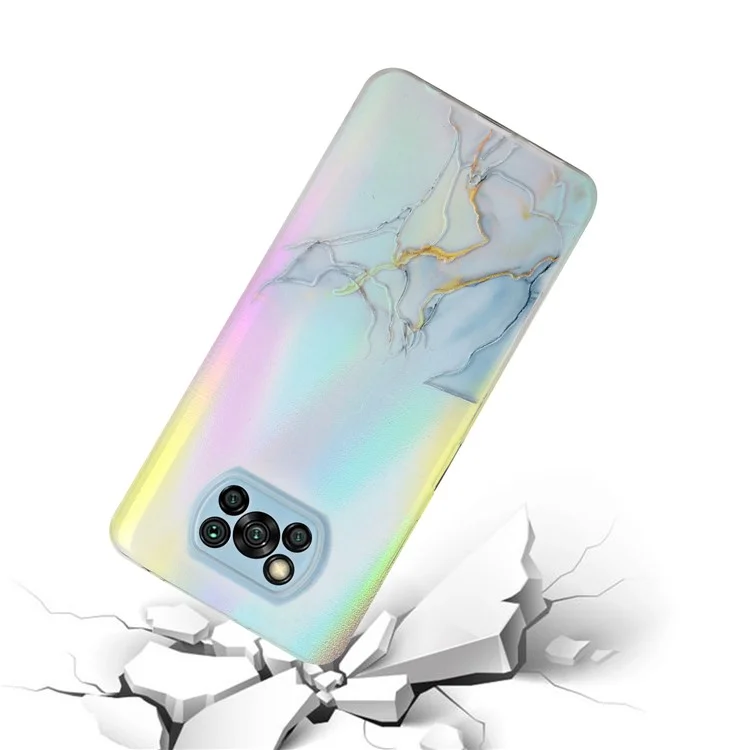 Modèle de Marbre Laser Brillant Case TPU Doux Pour Xiaomi Poco X3 / Poco X3 Pro / Poco X3 NFC - Bleu