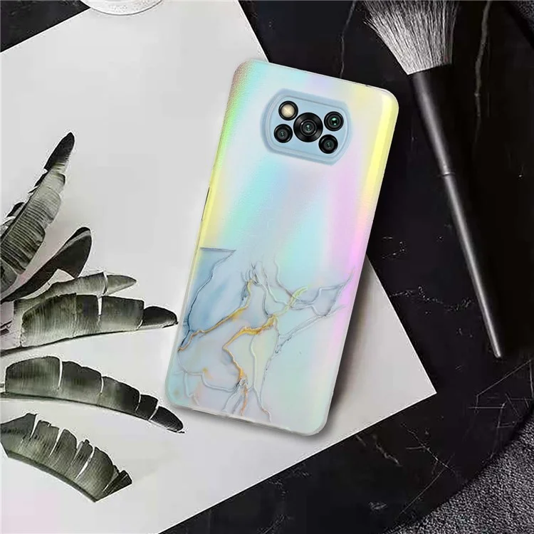 Modèle de Marbre Laser Brillant Case TPU Doux Pour Xiaomi Poco X3 / Poco X3 Pro / Poco X3 NFC - Bleu