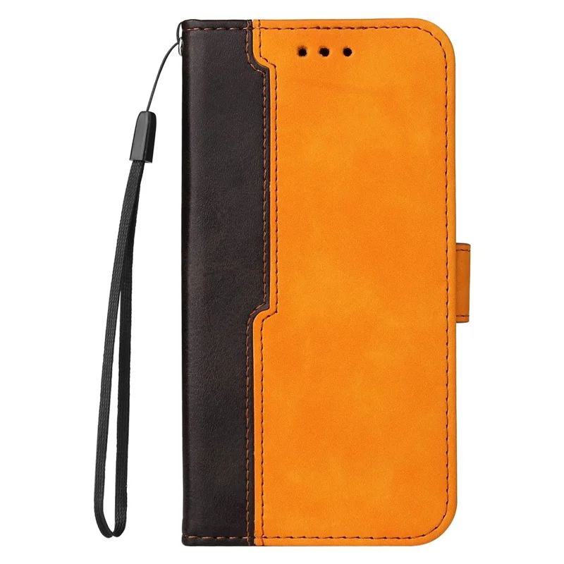 Contrasto Colore Splicing Business Style PU Leather Flip Stand Wallet Cover con Cinghia per Xiaomi Redmi K40 / Redmi K40 Pro / Poco F3 / Mi 11i - Arancione/Nero