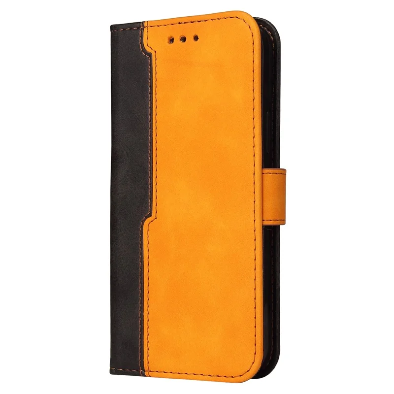 Contrasto Colore Splicing Business Style PU Leather Flip Stand Wallet Cover con Cinghia per Xiaomi Redmi K40 / Redmi K40 Pro / Poco F3 / Mi 11i - Arancione/Nero