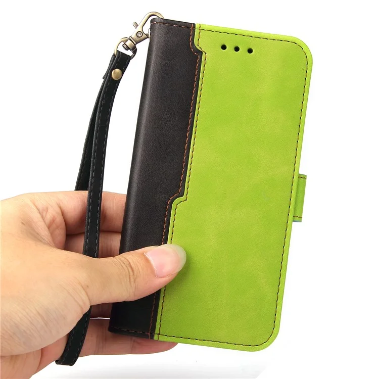 Custodia protettiva in pelle PU con chiusura magnetica, tracolla e smagli moda per Xiaomi Redmi Note 10 5G / Note 10T 5G / Poco M3 Pro 5G / 4G - Verde/Nero 