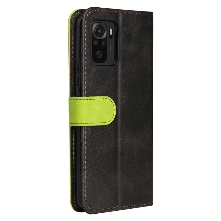 Custodia protettiva in pelle PU con chiusura magnetica, tracolla e smagli moda per Xiaomi Redmi Note 10 5G / Note 10T 5G / Poco M3 Pro 5G / 4G - Verde/Nero 