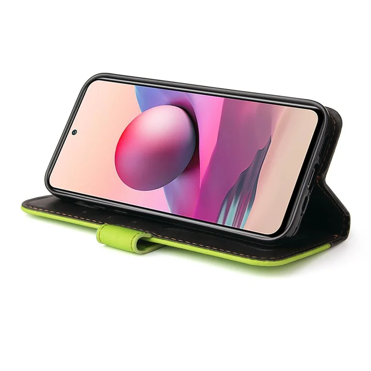 Custodia protettiva in pelle PU con chiusura magnetica, tracolla e smagli moda per Xiaomi Redmi Note 10 5G / Note 10T 5G / Poco M3 Pro 5G / 4G - Verde/Nero 