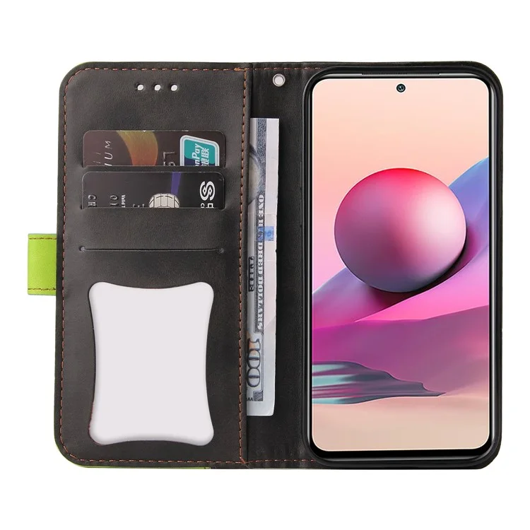 Custodia protettiva in pelle PU con chiusura magnetica, tracolla e smagli moda per Xiaomi Redmi Note 10 5G / Note 10T 5G / Poco M3 Pro 5G / 4G - Verde/Nero 