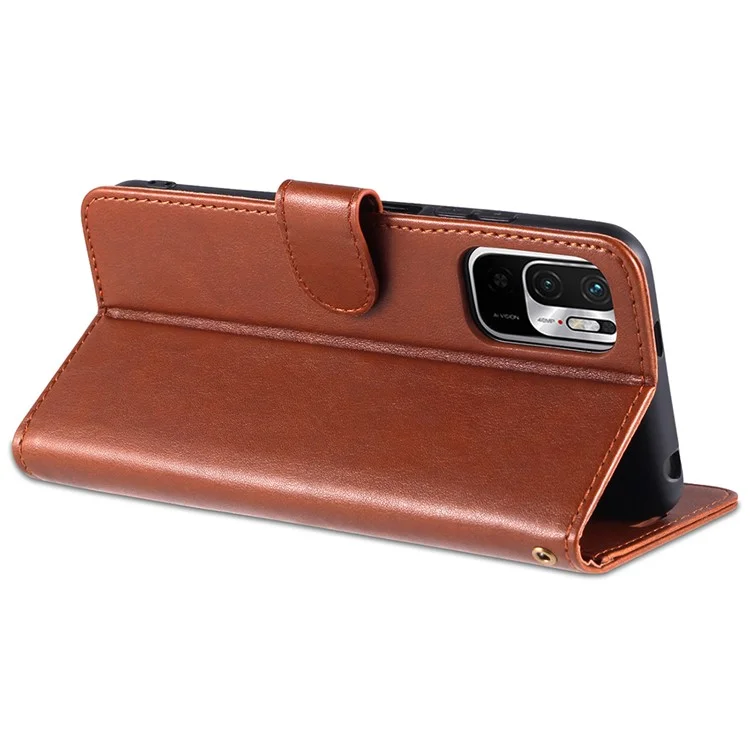 AZNS PU Pethe Phellet Coperchio Chied Chiede Per Xiaomi Redmi Note 10 5g/poco M3 Pro 4G/5G - Marrone