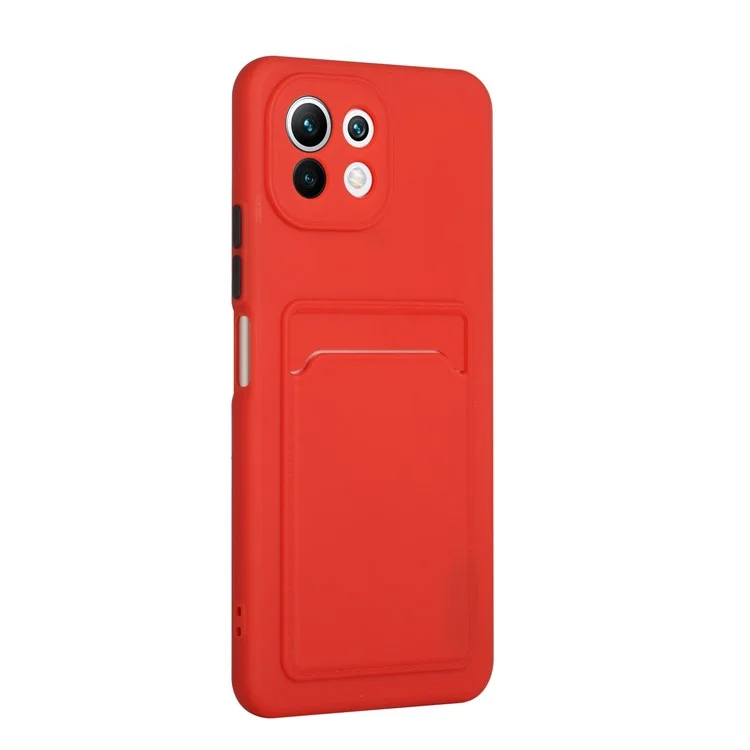 Soft TPU Телефона Защитный Чехол с Карточным Слотом Для Xiaomi Mi 11 Lite 4G / 5 г /11 Lite 5g ne - Красный