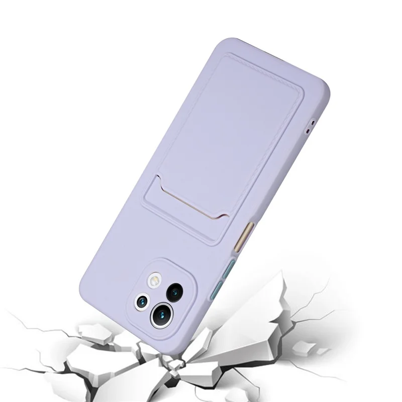 Mjuk TPU-hölje med kortficka till Xiaomi Mi 11 Lite 4G / 5G / 11 Lite 5G NE - Lila