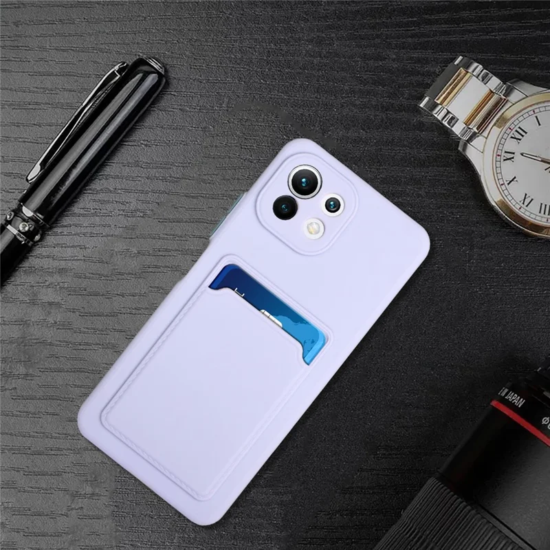 Mjuk TPU-hölje med kortficka till Xiaomi Mi 11 Lite 4G / 5G / 11 Lite 5G NE - Lila