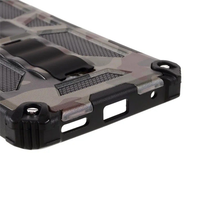 Camouflage Pattern Phone Hybrid Case Shell with Magnet Sheet and Kickstand for Xiaomi Redmi Note 10 Pro 4G (Global) / Note 10 Pro 4G (India) / Note 10 Pro Max - Army Green