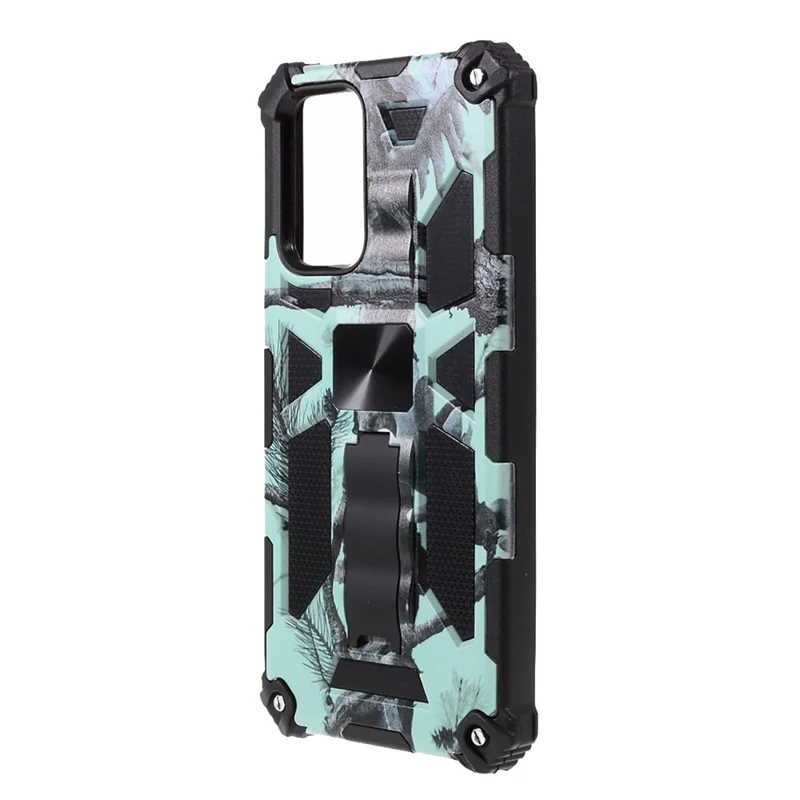Camouflage Pattern Phone Hybrid Case Shell with Magnet Sheet and Kickstand for Xiaomi Redmi Note 10 Pro 4G (Global) / Note 10 Pro 4G (India) / Note 10 Pro Max - Green