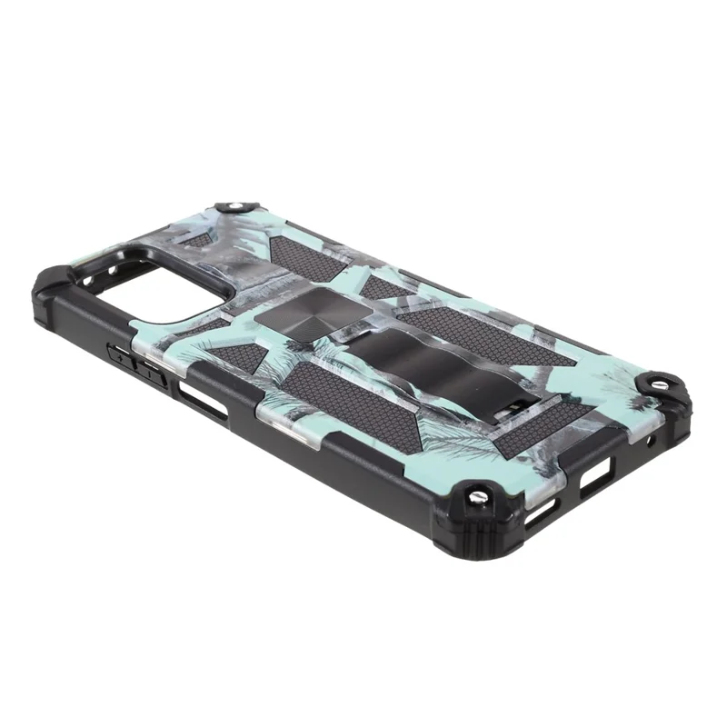 Camouflage Pattern Phone Hybrid Case Shell with Magnet Sheet and Kickstand for Xiaomi Redmi Note 10 Pro 4G (Global) / Note 10 Pro 4G (India) / Note 10 Pro Max - Green