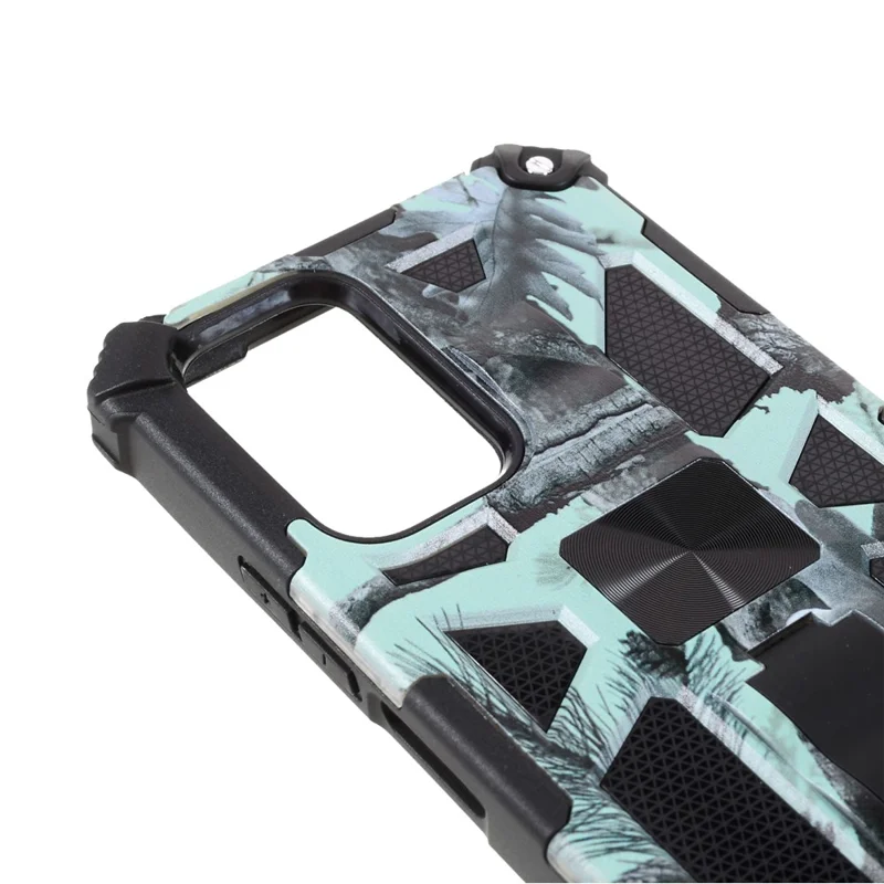 Camouflage Pattern Phone Hybrid Case Shell with Magnet Sheet and Kickstand for Xiaomi Redmi Note 10 Pro 4G (Global) / Note 10 Pro 4G (India) / Note 10 Pro Max - Green