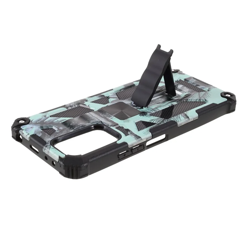 Camouflage Pattern Phone Hybrid Case Shell with Magnet Sheet and Kickstand for Xiaomi Redmi Note 10 Pro 4G (Global) / Note 10 Pro 4G (India) / Note 10 Pro Max - Green