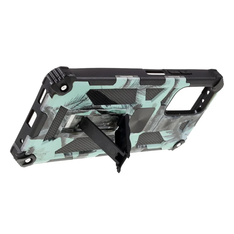 Camouflage Pattern Phone Hybrid Case Shell with Magnet Sheet and Kickstand for Xiaomi Redmi Note 10 Pro 4G (Global) / Note 10 Pro 4G (India) / Note 10 Pro Max - Green