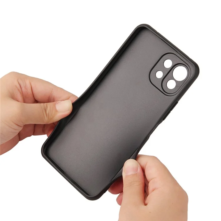 Premium PU Leather Hard PC + TPU Shock-Absorbent Bumper with Kickstand Case for Xiaomi Mi 11 Lite 4G / 5G /11 Lite 5G NE - Snake Texture