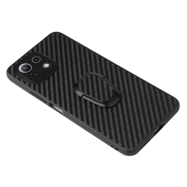 Premium PU Leather Hard PC + TPU Shock-Absorbent Bumper with Kickstand Case for Xiaomi Mi 11 Lite 4G / 5G /11 Lite 5G NE - Snake Texture