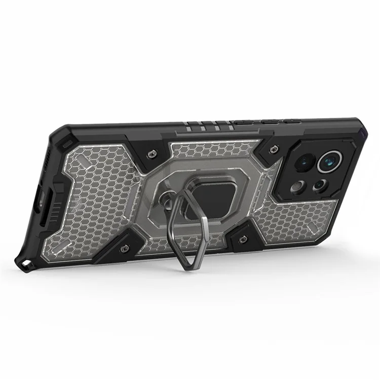 Diseño de Kickstand PC Anti-Drop + TPU Hybrid Telephip Cover Shell Con Hoja Magnética Incorporada Para Xiaomi Mi 11 Lite 4G / 5G /11 Lite 5G NE - Gris