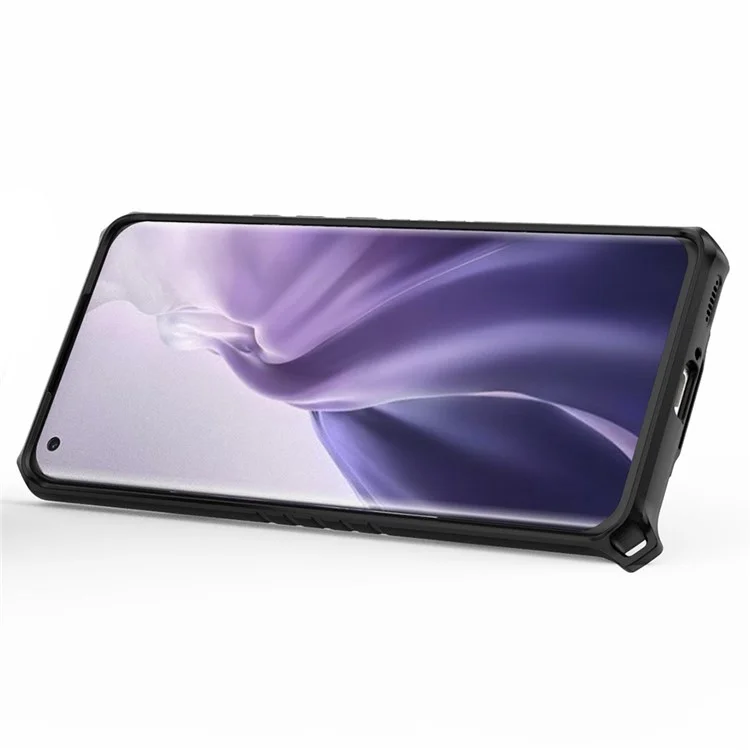Diseño de Kickstand PC Anti-Drop + TPU Hybrid Telephip Cover Shell Con Hoja Magnética Incorporada Para Xiaomi Mi 11 Lite 4G / 5G /11 Lite 5G NE - Gris