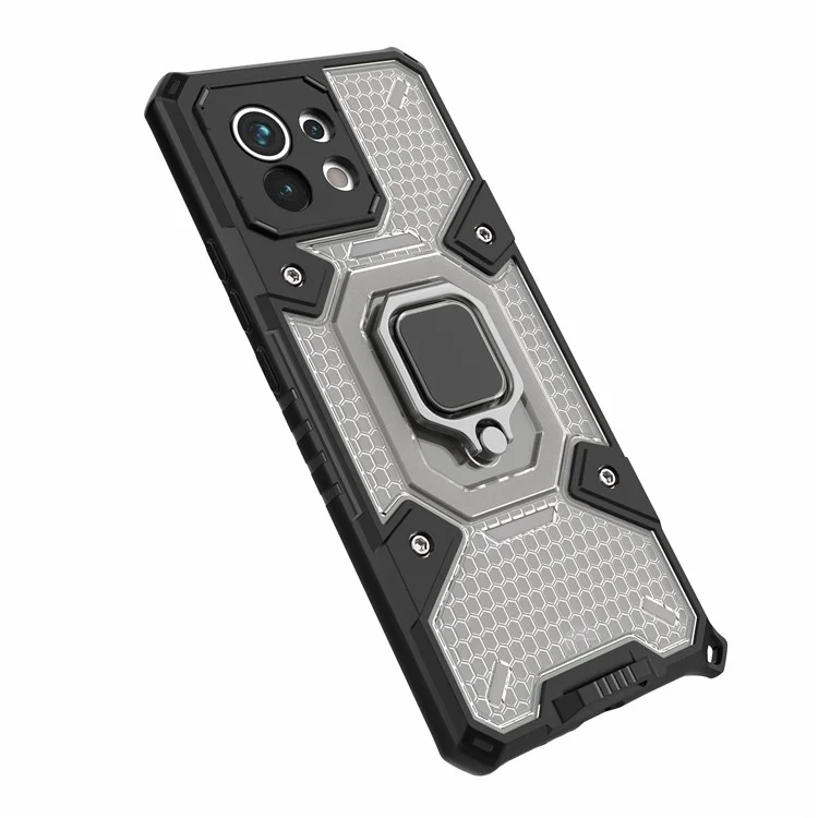 Diseño de Kickstand PC Anti-Drop + TPU Hybrid Telephip Cover Shell Con Hoja Magnética Incorporada Para Xiaomi Mi 11 Lite 4G / 5G /11 Lite 5G NE - Gris