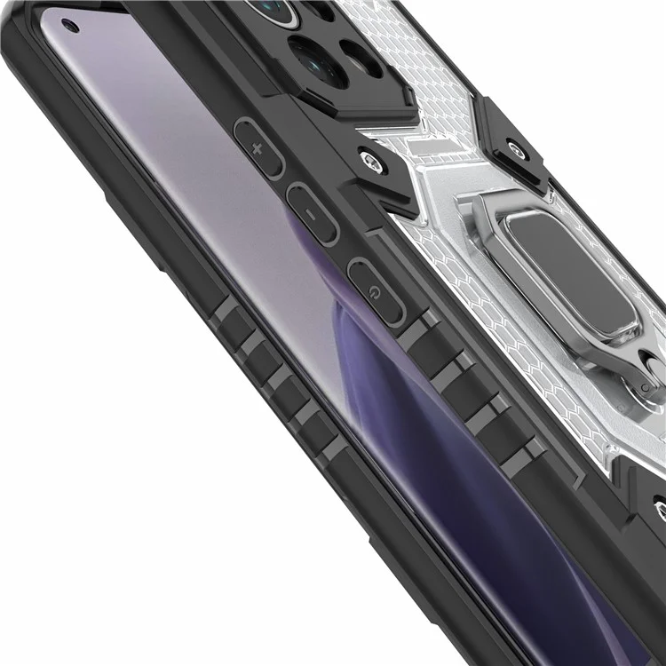 Diseño de Kickstand PC Anti-Drop + TPU Hybrid Telephip Cover Shell Con Hoja Magnética Incorporada Para Xiaomi Mi 11 Lite 4G / 5G /11 Lite 5G NE - Gris