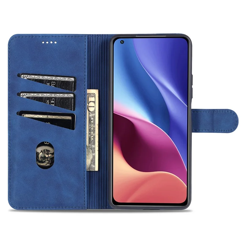 AZNS Wallet Leather Magnetic Closure Folio Flip Stand Case Cover for Xiaomi Mi 11 Lite 4G / 5G /11 Lite 5G NE - Black