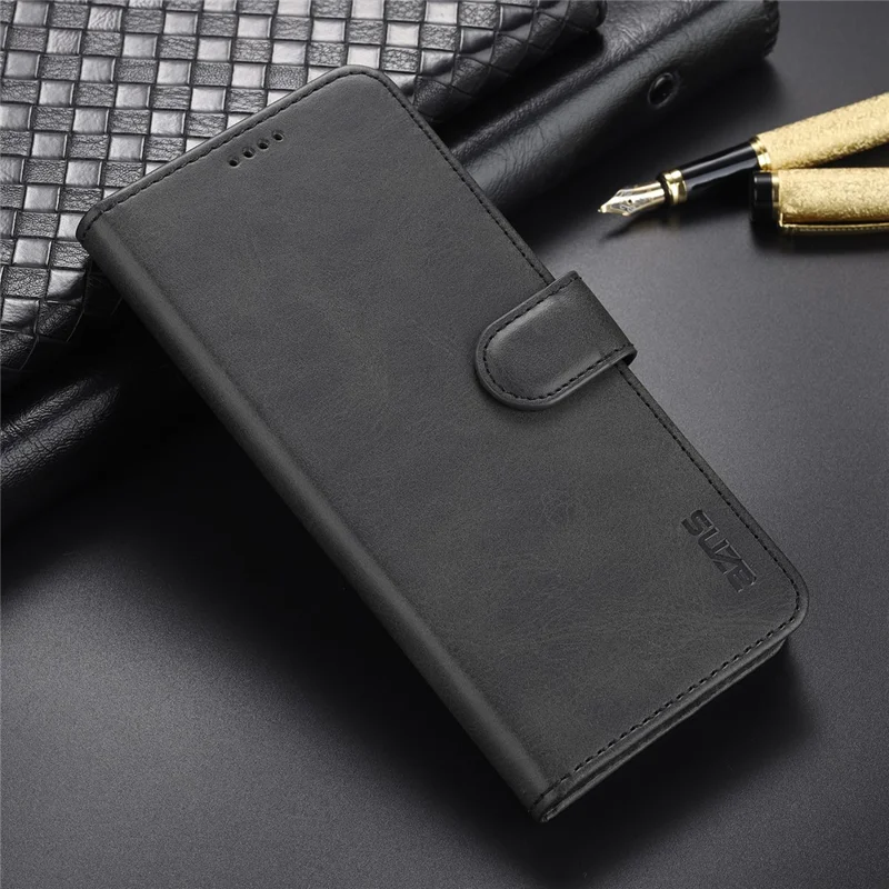 AZNS Wallet Leather Magnetic Closure Folio Flip Stand Case Cover for Xiaomi Mi 11 Lite 4G / 5G /11 Lite 5G NE - Black