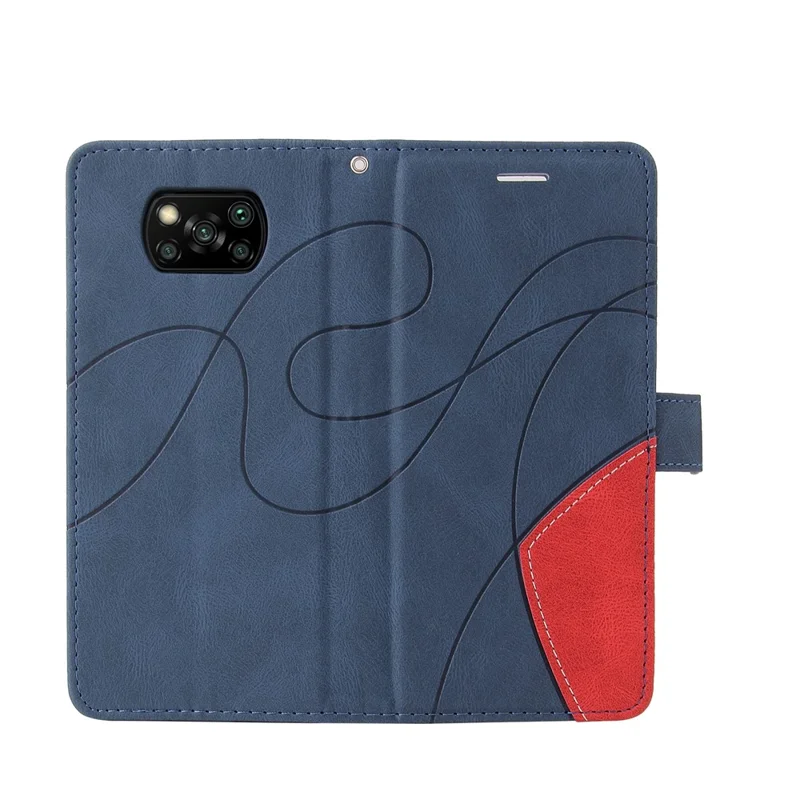 For Xiaomi Poco X3 NFC / Poco X3 / Poco X3 Pro Leather Case Wallet Stand Color Splicing Phone Cover - Blue