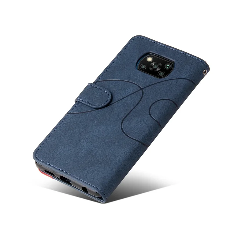 For Xiaomi Poco X3 NFC / Poco X3 / Poco X3 Pro Leather Case Wallet Stand Color Splicing Phone Cover - Blue