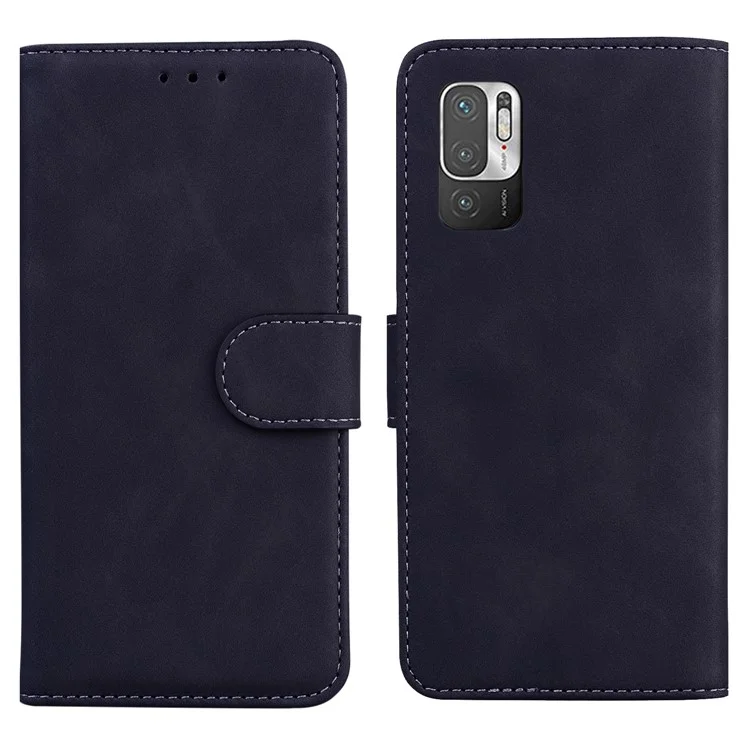 Custodia In Pelle Con Portafoglio Con Portafoglio A Colori Solido Per Xiaomi Poco M3 Pro 4G / 5 G. / Redmi Nota 10 5G - Nero