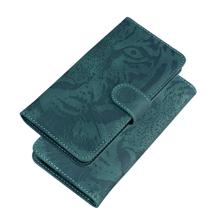 TIGER IMPRINT PROTEZIONE FULL POWER PELLE STAND STAND TELEFONORE CASO DI SHELL PER XIAOMI REDMI NOTA 10 5G / POCO M3 PRO 4G / POCO M3 PRO 5G - Verde
