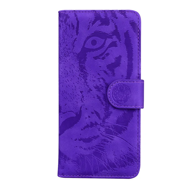 Futeralna obudowa z portfelem ze skórzaną podstawką z nadrukiem Tygrysa, pełna ochrona, na telefon Xiaomi Redmi Note 10 5G/Poco M3 Pro 4G/Poco M3 Pro 5G – fioletowa