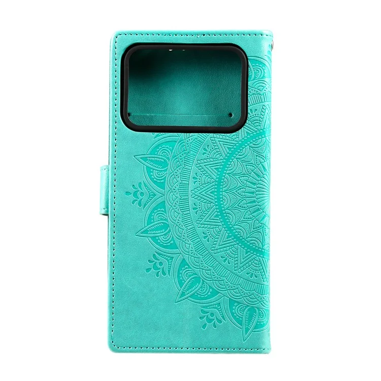 Imprinted Mandala Pattern PU Leather Wallet Stand Case with Strap for Xiaomi Mi 11 Ultra - Green