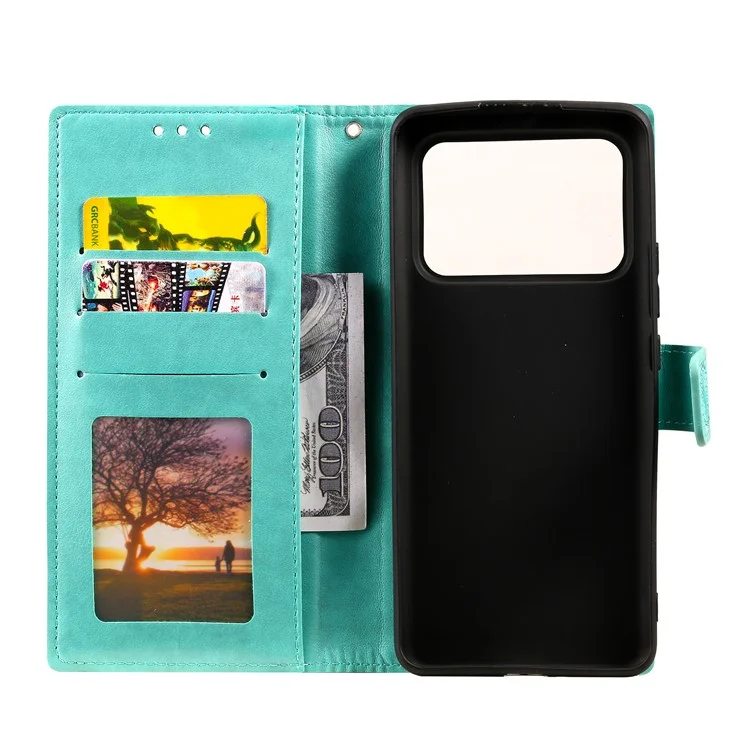 Imprinted Mandala Pattern PU Leather Wallet Stand Case with Strap for Xiaomi Mi 11 Ultra - Green