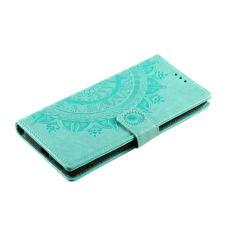 Imprinted Mandala Pattern PU Leather Wallet Stand Case with Strap for Xiaomi Mi 11 Ultra - Green