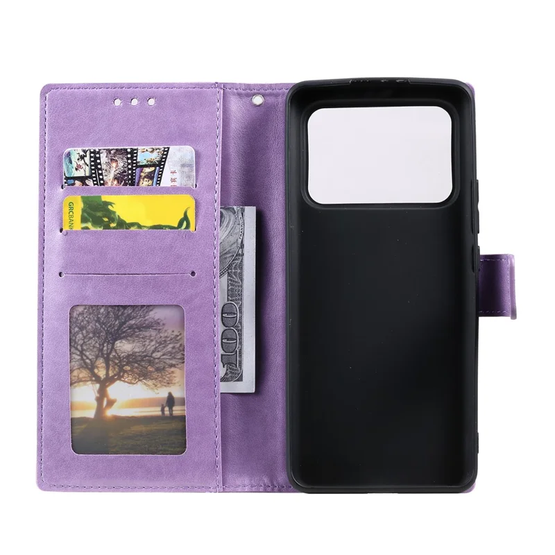 Imprinted Mandala Pattern PU Leather Wallet Stand Case with Strap for Xiaomi Mi 11 Ultra - Purple