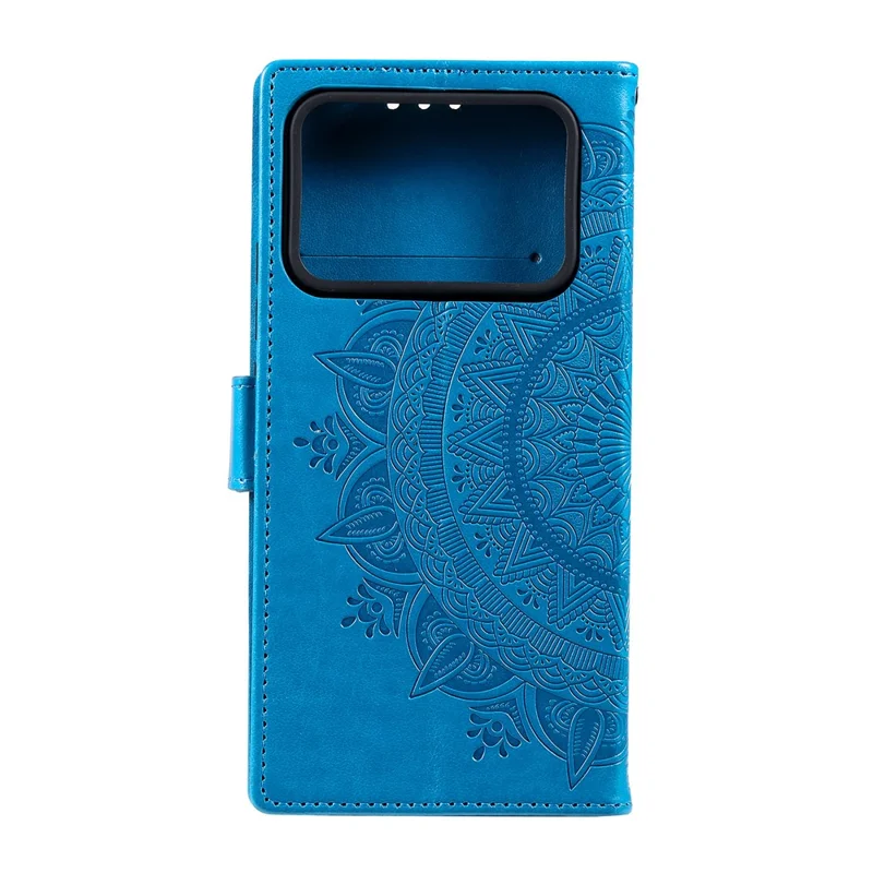 Imprinted Mandala Pattern PU Leather Wallet Stand Case with Strap for Xiaomi Mi 11 Ultra - Blue