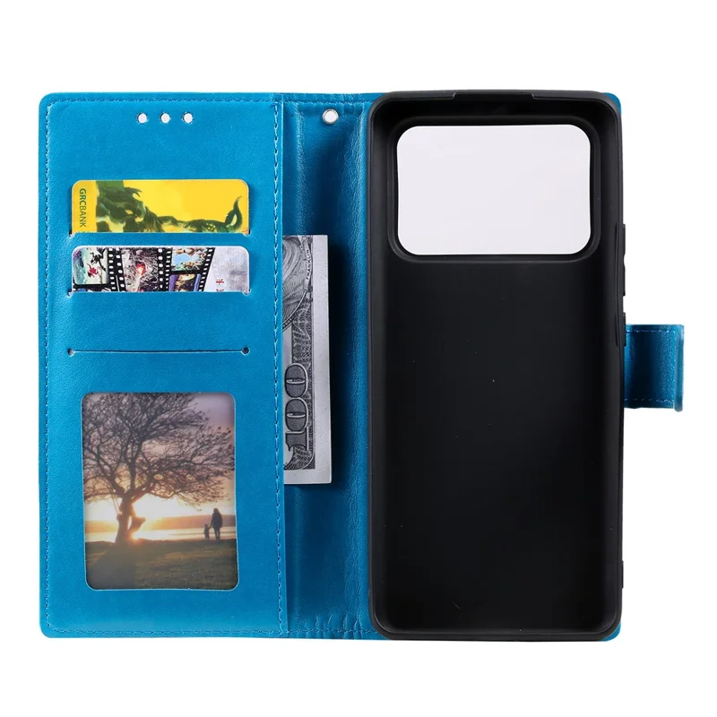 Imprinted Mandala Pattern PU Leather Wallet Stand Case with Strap for Xiaomi Mi 11 Ultra - Blue