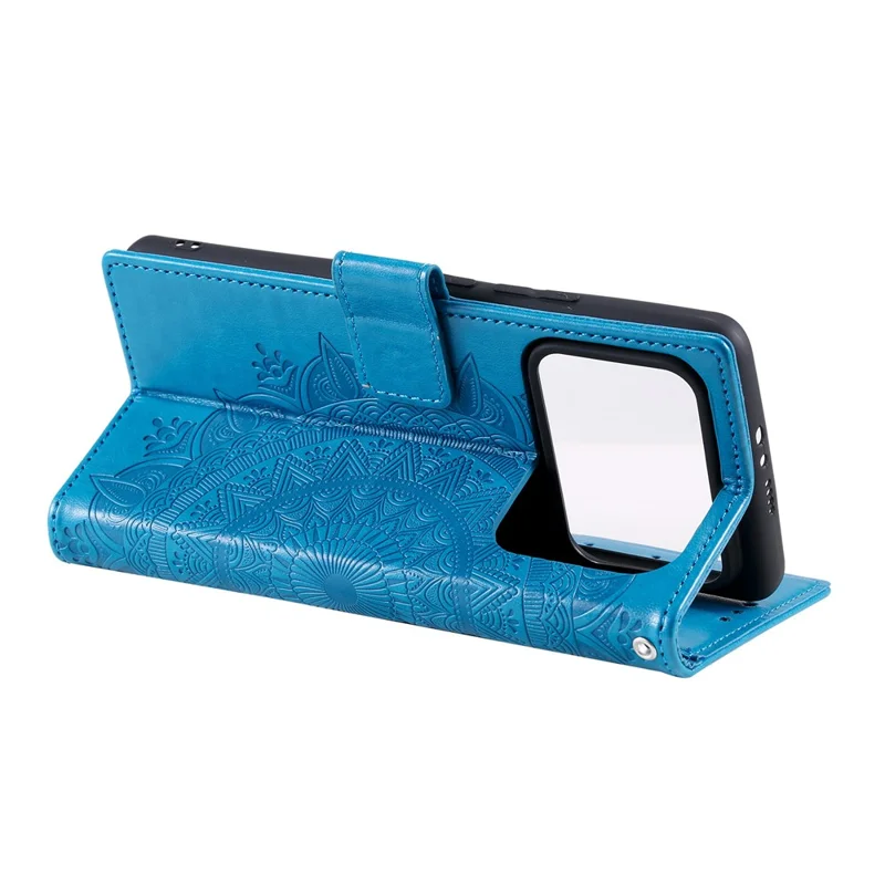 Imprinted Mandala Pattern PU Leather Wallet Stand Case with Strap for Xiaomi Mi 11 Ultra - Blue