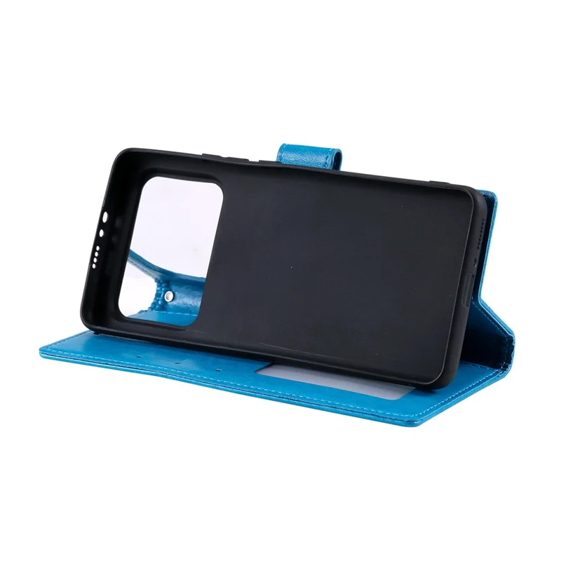 Imprinted Mandala Pattern PU Leather Wallet Stand Case with Strap for Xiaomi Mi 11 Ultra - Blue