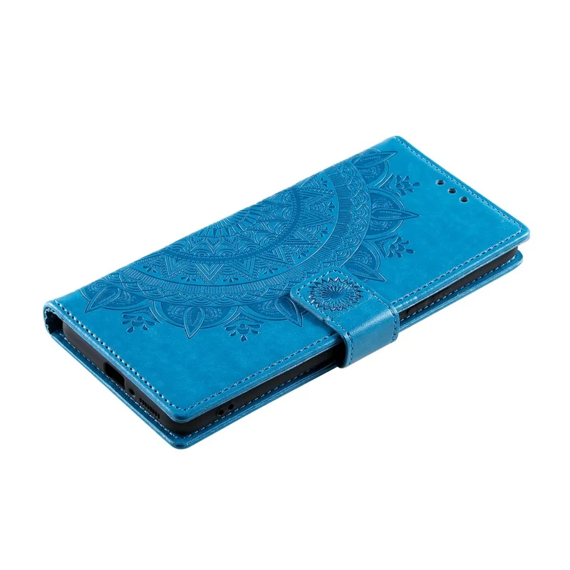 Imprinted Mandala Pattern PU Leather Wallet Stand Case with Strap for Xiaomi Mi 11 Ultra - Blue