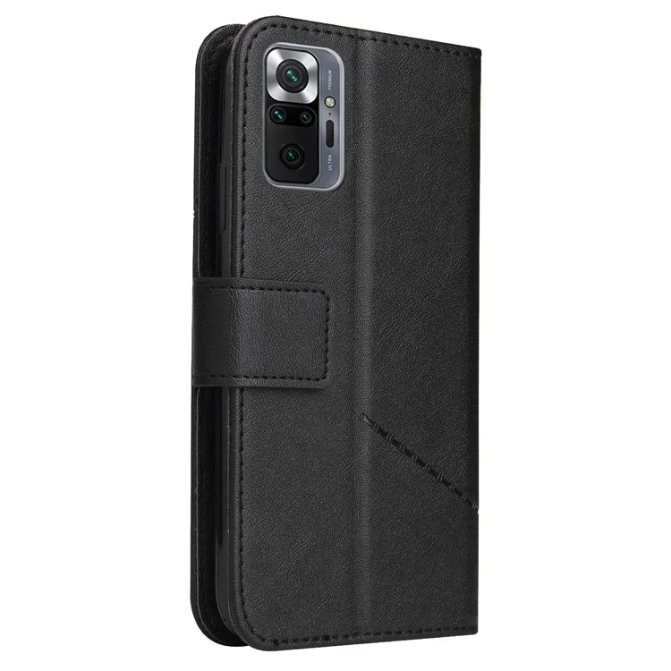 GQ.UTROBE Well-Protective Metal Rectangular Decor Leather Wallet Stand Cover per Xiaomi Redmi Note 10 Pro 4G (India)/Note 10 Pro 4G (Global)/Note 10 Pro Max - Nero