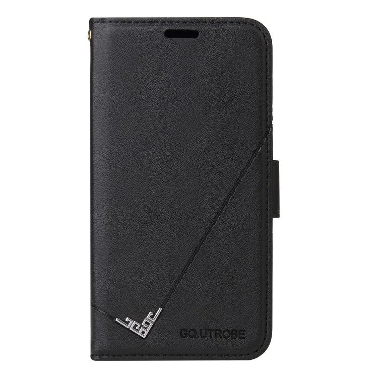 GQ.UTROBE Well-Protective Metal Rectangular Decor Leather Wallet Stand Cover per Xiaomi Redmi Note 10 Pro 4G (India)/Note 10 Pro 4G (Global)/Note 10 Pro Max - Nero