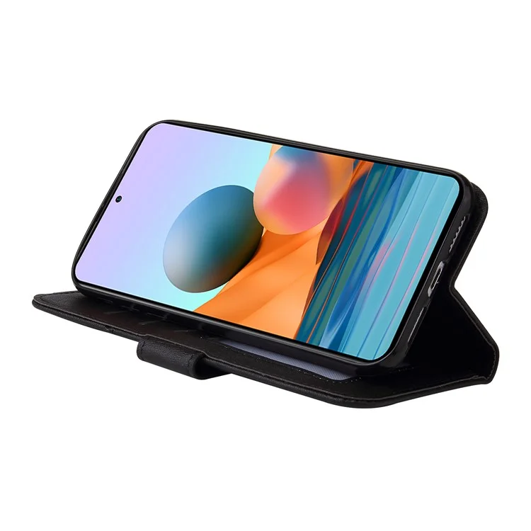 GQ.UTROBE Well-Protective Metal Rectangular Decor Leather Wallet Stand Cover per Xiaomi Redmi Note 10 Pro 4G (India)/Note 10 Pro 4G (Global)/Note 10 Pro Max - Nero