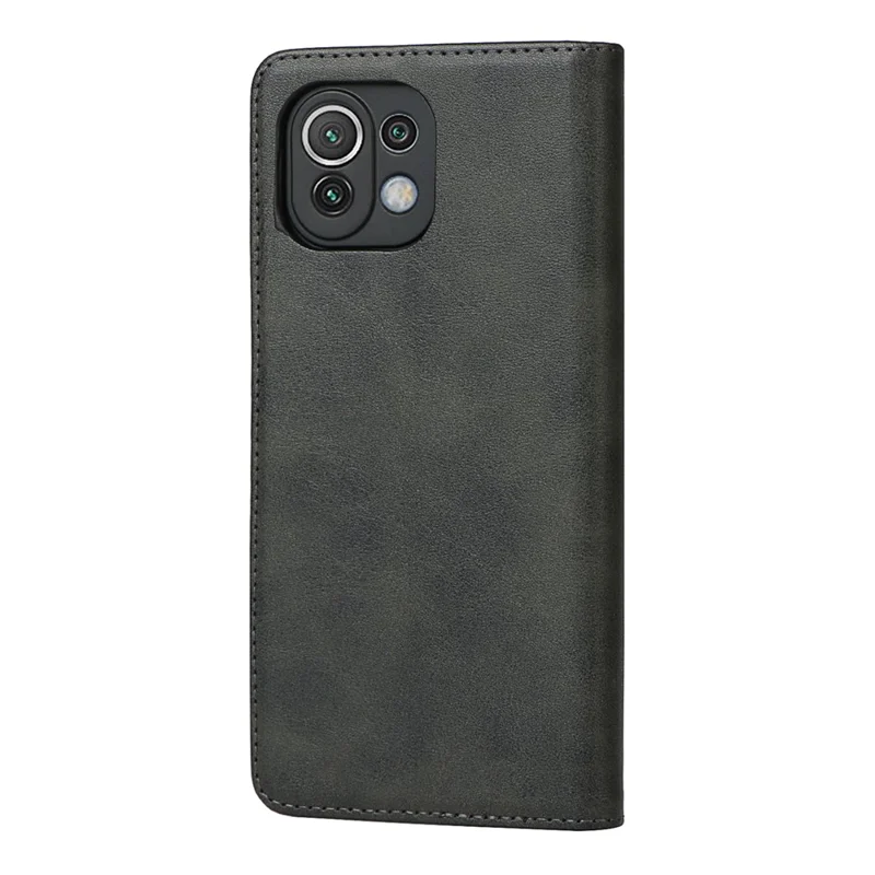 Auto-absorbed Stand Design Leather Phone Cover Case for Xiaomi Mi 11 Lite 4G / 5G /11 Lite 5G NE - Black