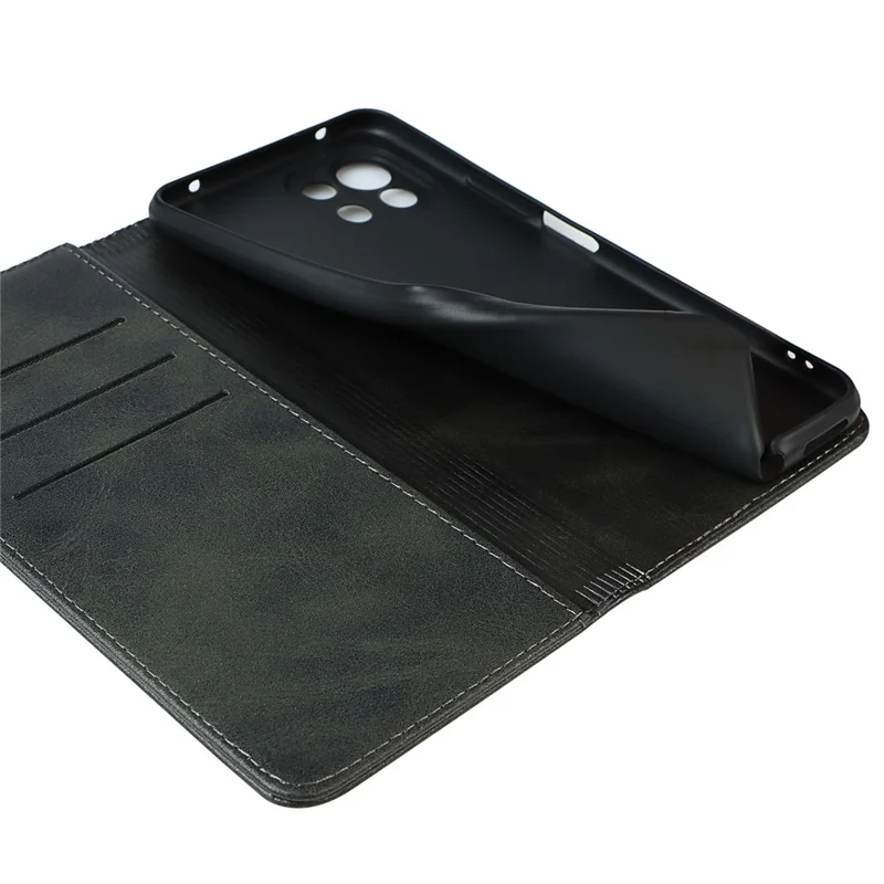 Auto-absorbed Stand Design Leather Phone Cover Case for Xiaomi Mi 11 Lite 4G / 5G /11 Lite 5G NE - Black