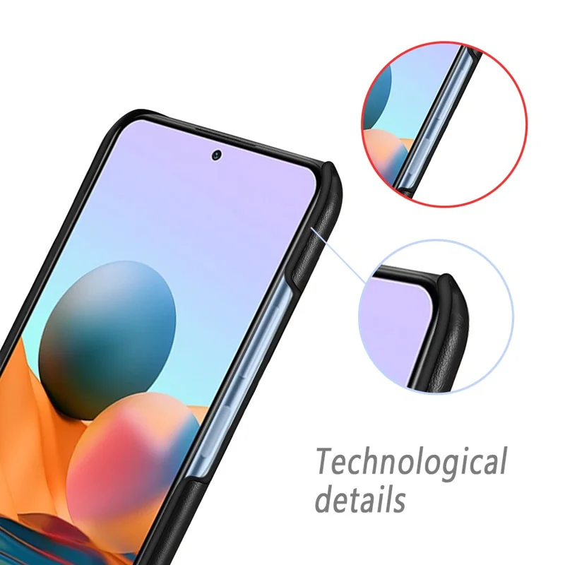 KSQ Crazy Horse Texture Phone Case Anti Scratch Leather Coated PC Shell for Xiaomi Redmi Note 10 Pro 4G (India) / Note 10 Pro 4G (Global) / Note 10 Pro Max - Rose Gold