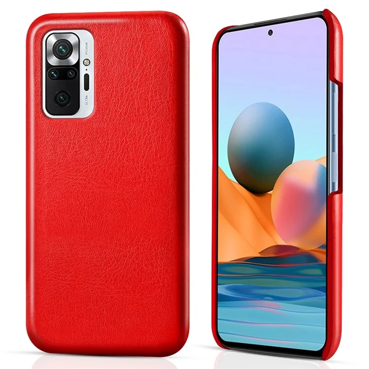 KSQ Crazy Horse Struktur-Handyhülle Anti-Kratzer Leder beschichtete PC-Schale für Xiaomi Redmi Note 10 Pro 4G (Indien) / Note 10 Pro 4G (Global) / Note 10 Pro Max - Rot